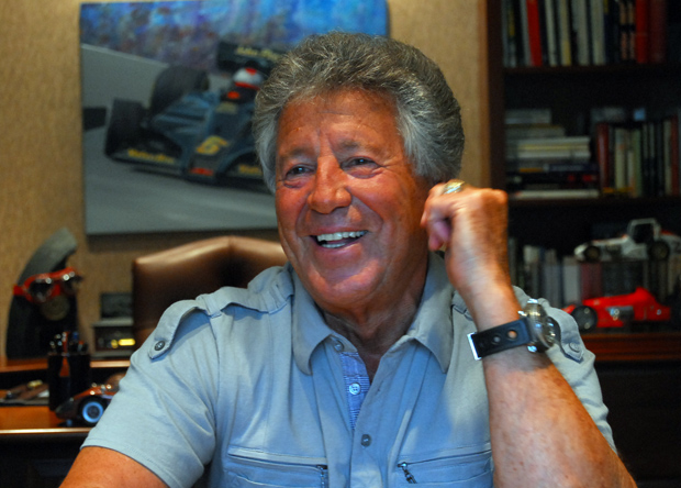 MarioAndrettiIndy500LLPG Mario Andretti during an interview in Nazareth, PA before the 100th Indy 500